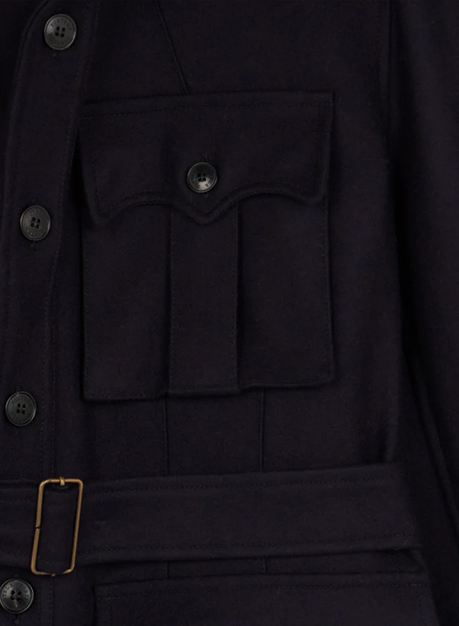 Clint Giacca Sahariana in Herringbone di Cotone - Image 3