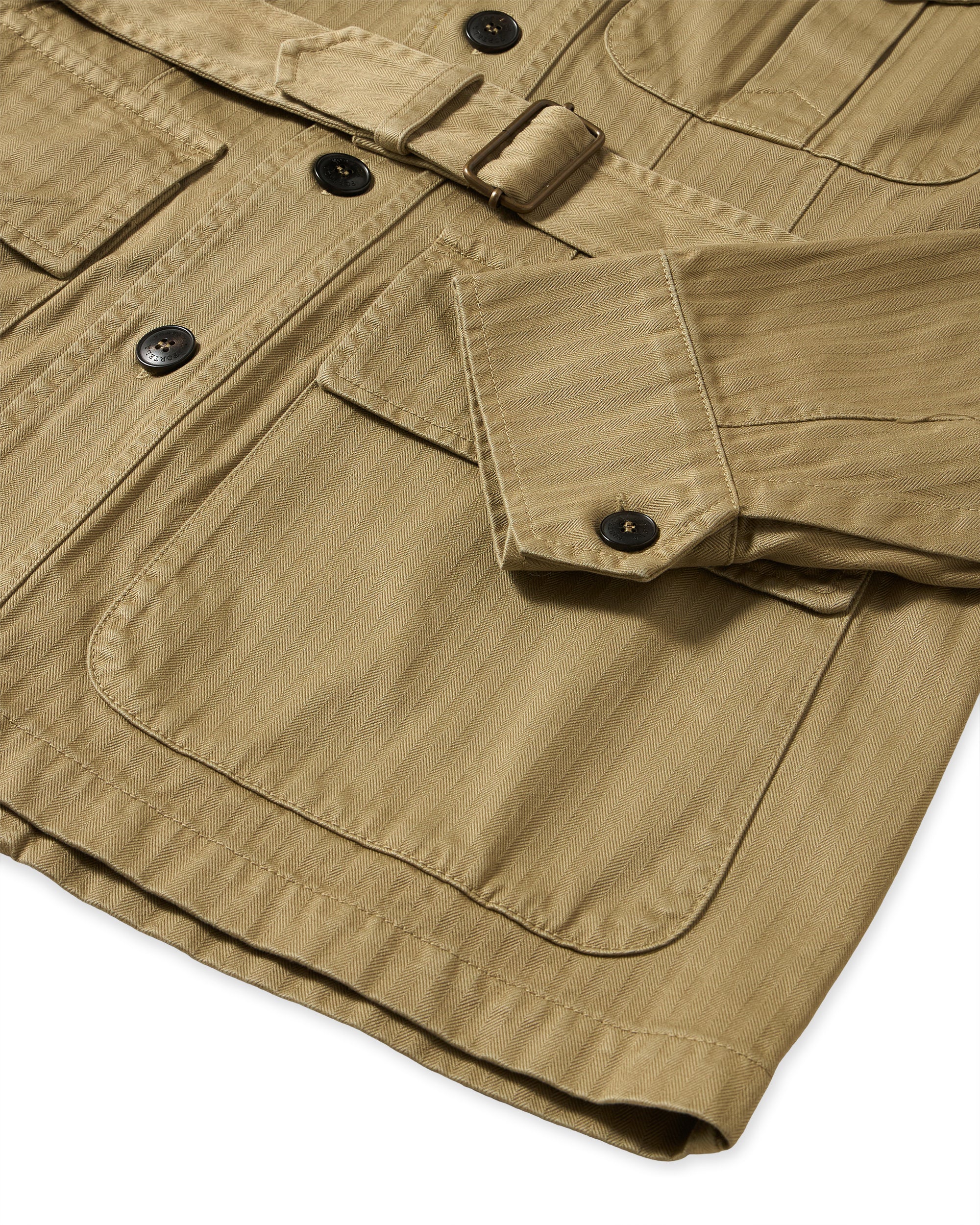 Clint Giacca Sahariana in Herringbone di Cotone - Image 3