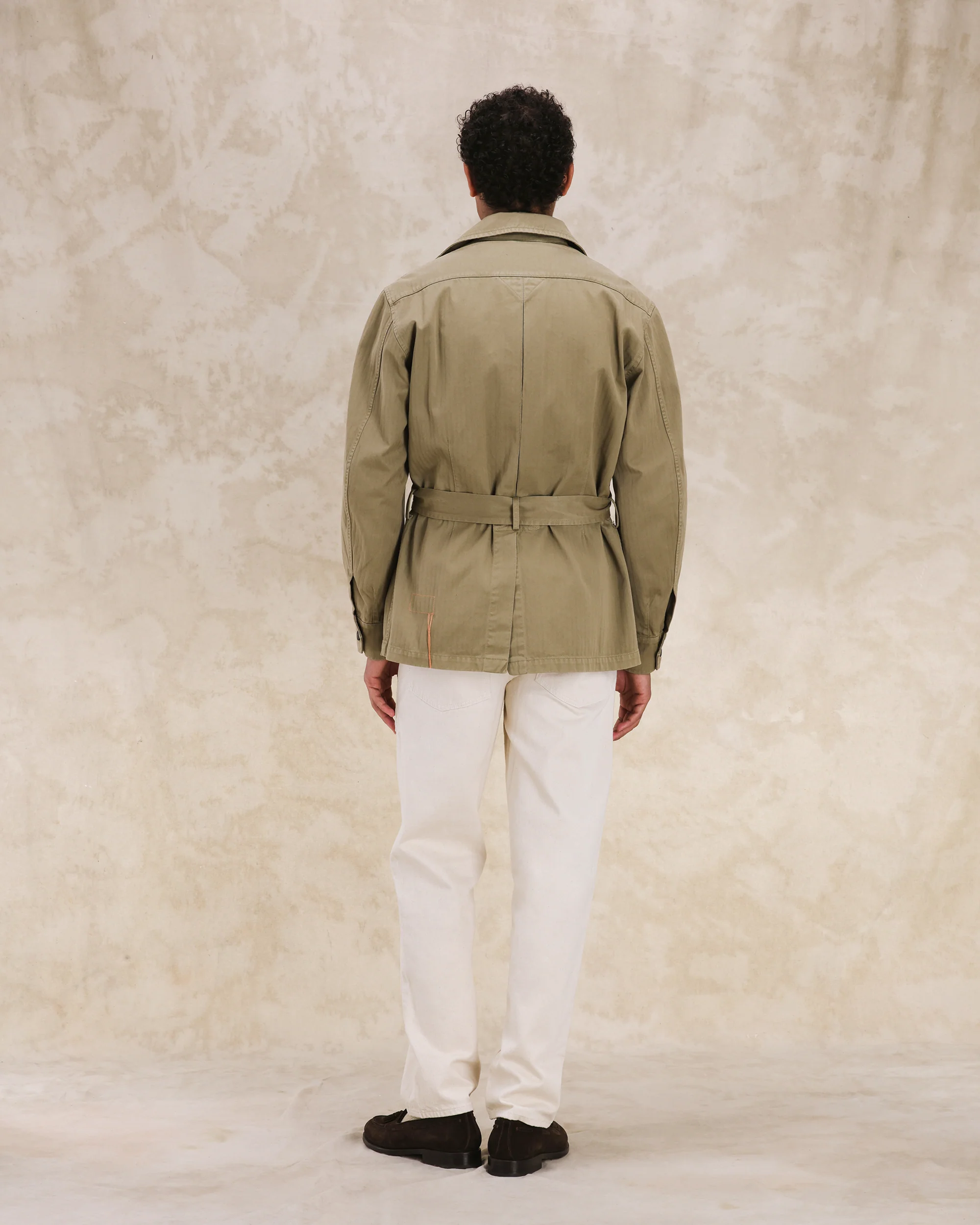 Clint Giacca Sahariana in Herringbone di Cotone - Image 6