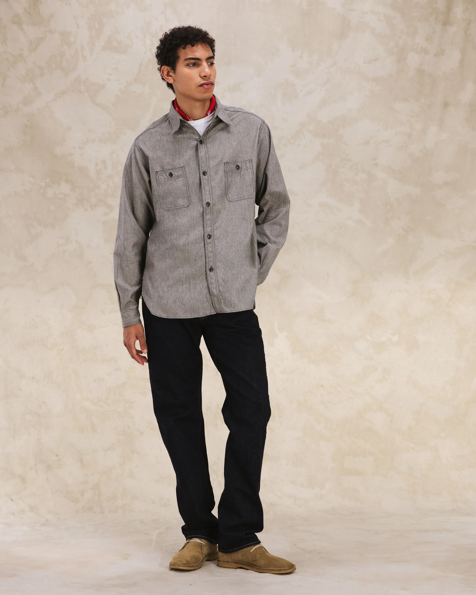 Otero Camicia In Carbon Chambray - Image 5