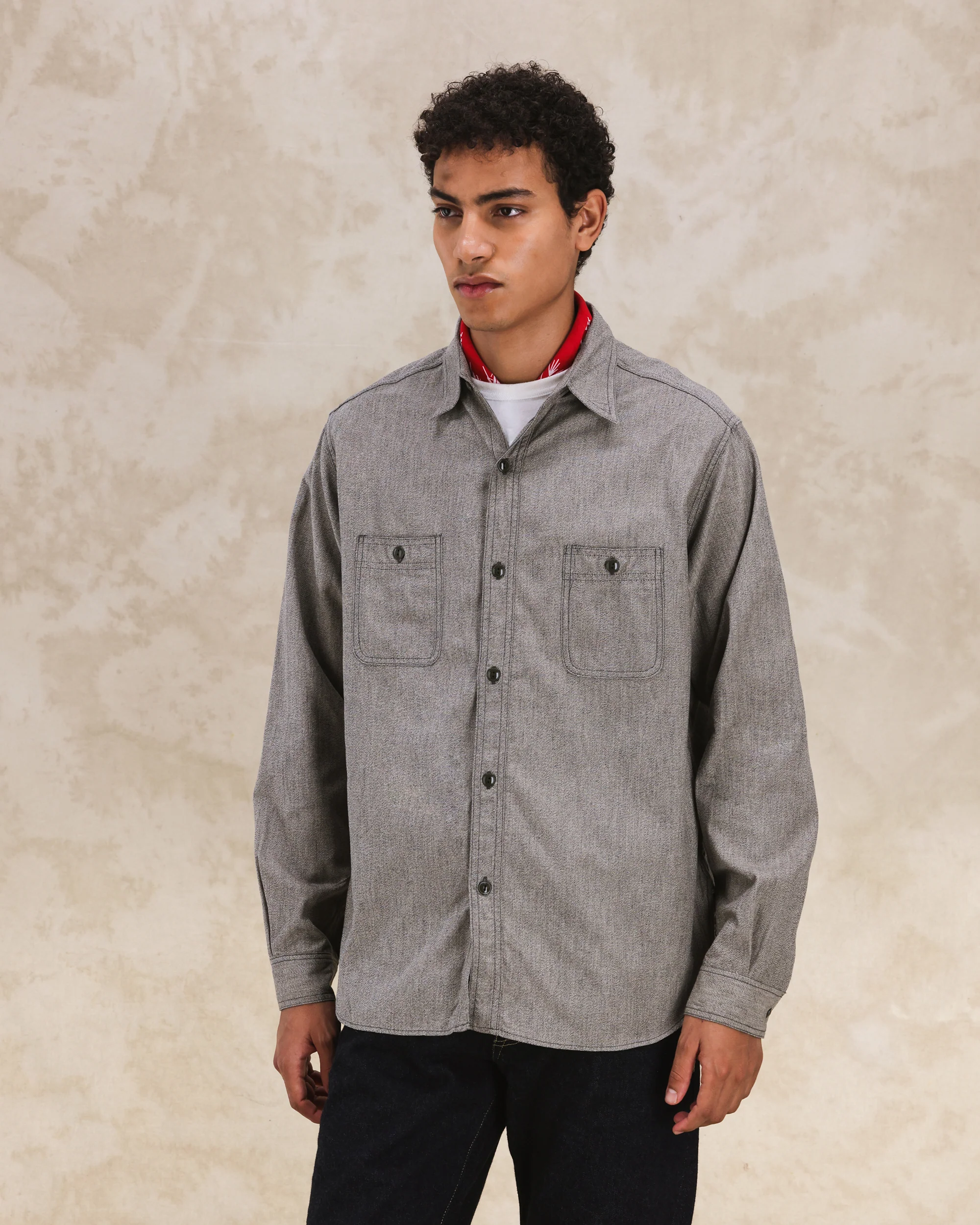 Otero Camicia In Carbon Chambray - Image 7