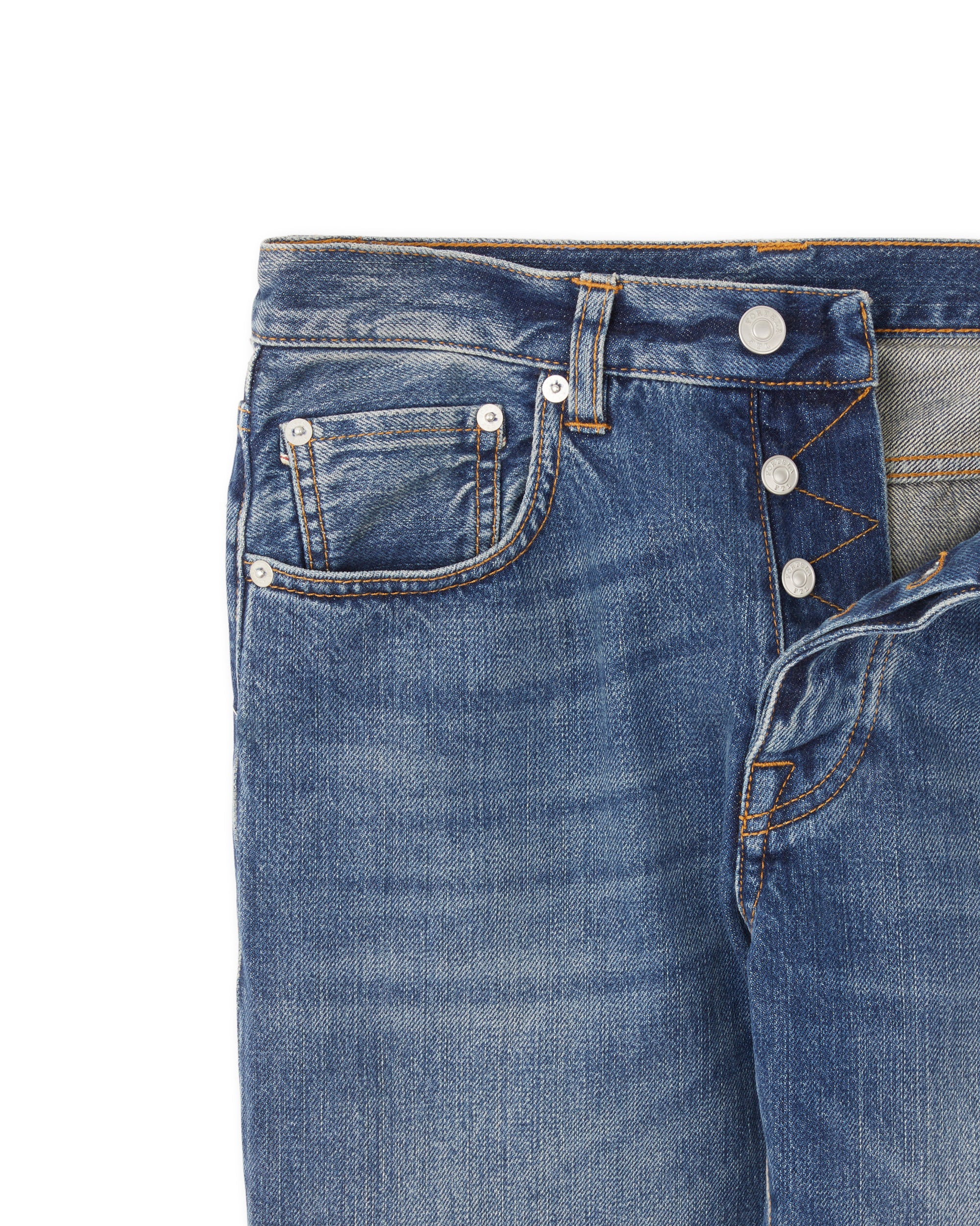 965 John Japan Denim Cimosato 5 Tasche Regular Fit Bleach Wash - Image 3